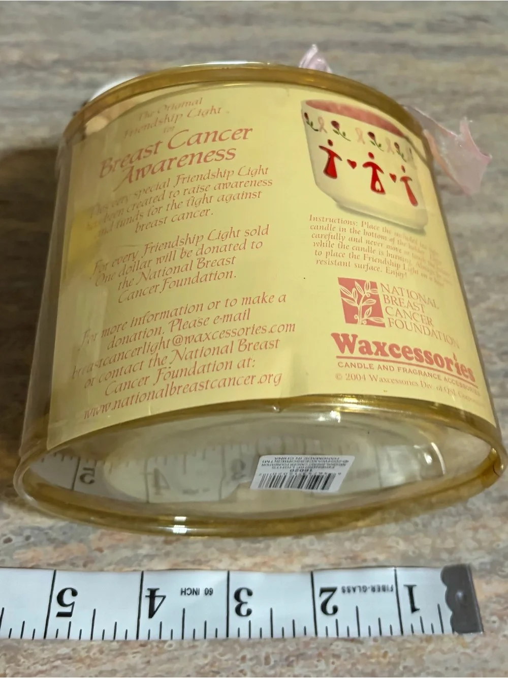 NWT Wax Accessories Pink Ribbon Decorative Candle for Cancer Awareness